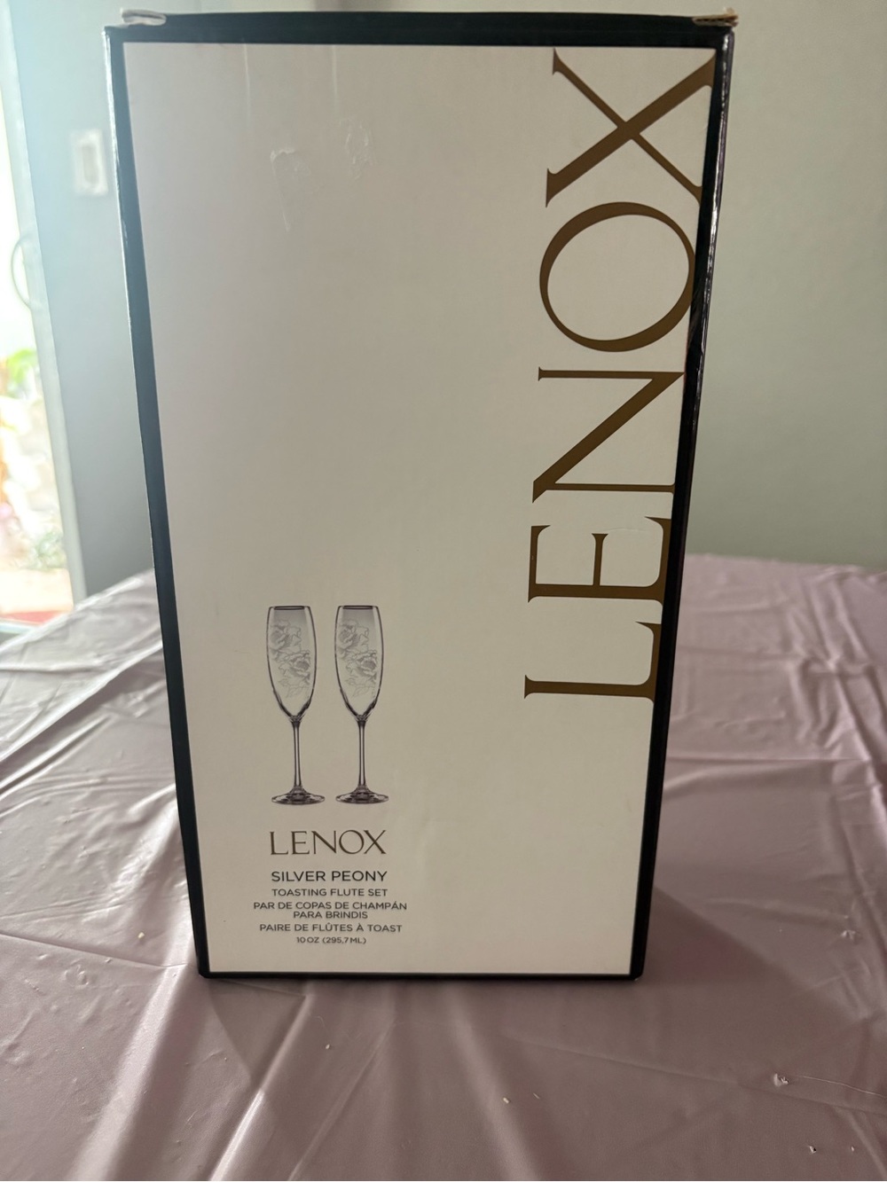 Lenox Silver Peony Toasting Flute Set - Picture 6 of 7